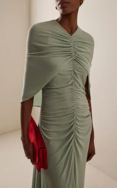 KALLMEYER Matilda Ruched Jersey Cape Gown | Thumbnail 3 KALLMEYER Matilda Ruched Jersey Cape Gown | Thumbnail 3