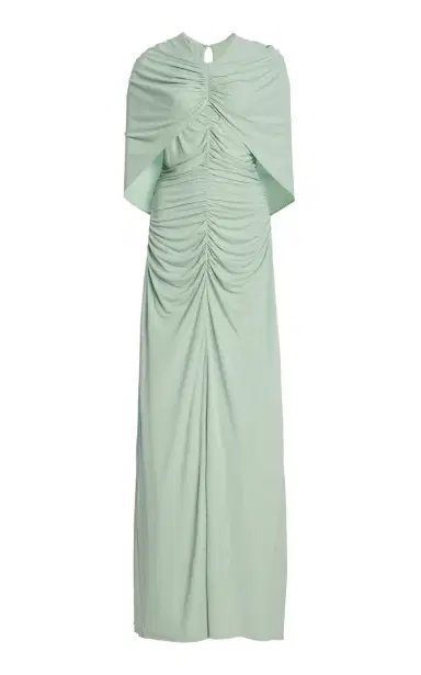 KALLMEYER Matilda Ruched Jersey Cape Gown | Thumbnail 1 KALLMEYER Matilda Ruched Jersey Cape Gown | Thumbnail 1