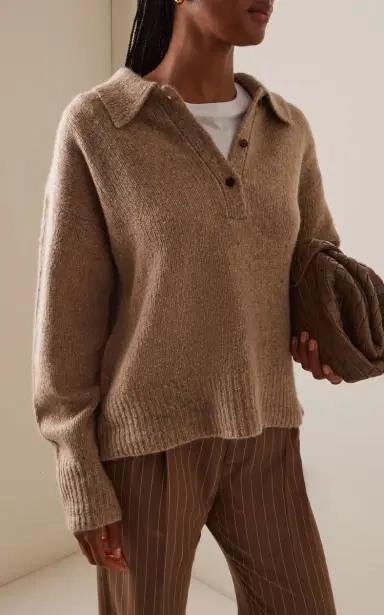 Jenni Kayne Burke Donegal Cashmere Polo Sweater | Thumbnail 3 Jenni Kayne Burke Donegal Cashmere Polo Sweater | Thumbnail 3