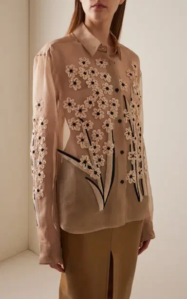 Khaite Argo Floral-Embroidered Silk Organza Shirt | Thumbnail 3 Khaite Argo Floral-Embroidered Silk Organza Shirt | Thumbnail 3