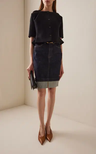 Khaite Kendra Cuffed Denim Midi Skirt | Thumbnail 3 Khaite Kendra Cuffed Denim Midi Skirt | Thumbnail 3