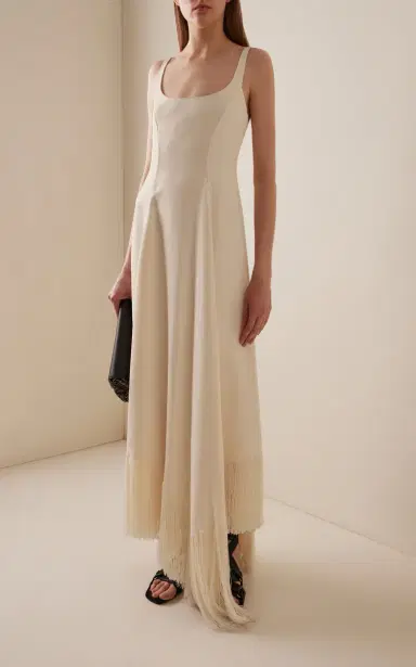 Khaite Vivian Fringed Crepe Maxi Dress | Thumbnail 2 Khaite Vivian Fringed Crepe Maxi Dress | Thumbnail 2