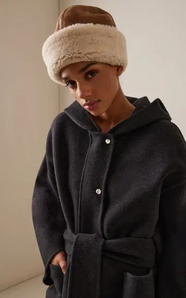 Toteme Shearling-Trimmed Suede Hat | Thumbnail 2 Toteme Shearling-Trimmed Suede Hat | Thumbnail 2