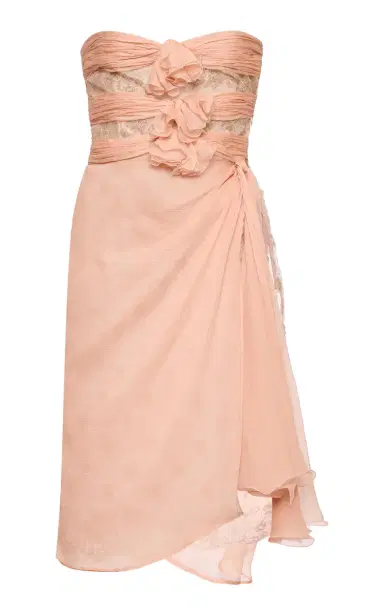 Valentino Garavani Lace-Trimmed Chiffon Mini Dress | Thumbnail 1 Valentino Garavani Lace-Trimmed Chiffon Mini Dress | Thumbnail 1