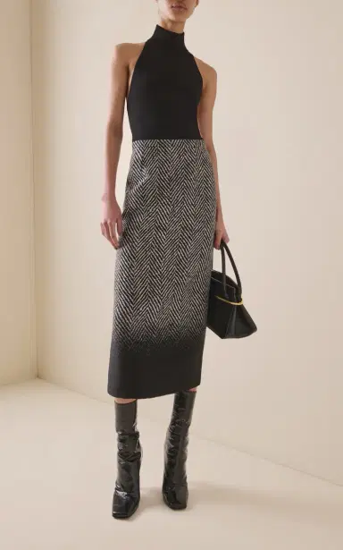 Givenchy Herringbone-Check Wool-Blend Midi Skirt | Thumbnail 2 Givenchy Herringbone-Check Wool-Blend Midi Skirt | Thumbnail 2