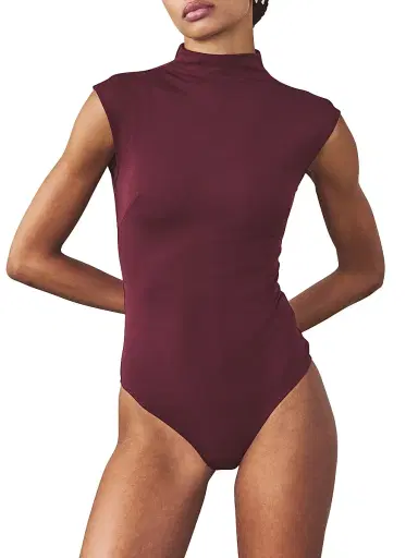 Artemis Diciero Women's Paulina Cap-Sleeve Bodysuit - Burgundy | Thumbnail 3 Artemis Diciero Women's Paulina Cap-Sleeve Bodysuit - Burgundy | Thumbnail 3