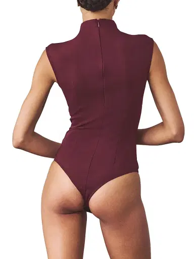 Artemis Diciero Women's Paulina Cap-Sleeve Bodysuit - Burgundy | Thumbnail 5 Artemis Diciero Women's Paulina Cap-Sleeve Bodysuit - Burgundy | Thumbnail 5
