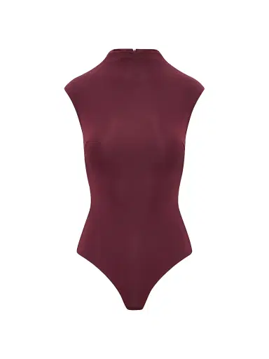 Artemis Diciero Women's Paulina Cap-Sleeve Bodysuit - Burgundy | Thumbnail 1 Artemis Diciero Women's Paulina Cap-Sleeve Bodysuit - Burgundy | Thumbnail 1