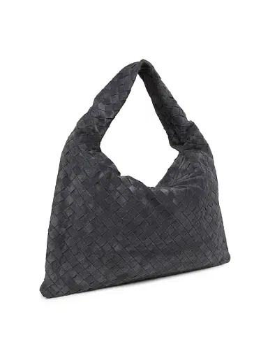 Bottega Veneta Women's Hop Intrecciato Suede Hobo Bag - Graphite Brass | Thumbnail 3 Bottega Veneta Women's Hop Intrecciato Suede Hobo Bag - Graphite Brass | Thumbnail 3
