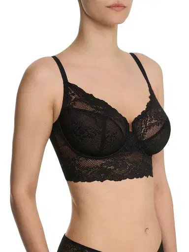 Natori Women's Heavenly Full Coverage Longline Lace Underwire Bra - Black | Thumbnail 2 Natori Women's Heavenly Full Coverage Longline Lace Underwire Bra - Black | Thumbnail 2