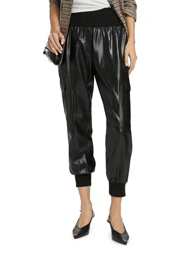 Cinq à Sept Women's Giles Faux-Leather Cropped Pants - Black - Size XL | Thumbnail 3 Cinq à Sept Women's Giles Faux-Leather Cropped Pants - Black - Size XL | Thumbnail 3