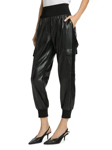 Cinq à Sept Women's Giles Faux-Leather Cropped Pants - Black - Size XL | Thumbnail 4 Cinq à Sept Women's Giles Faux-Leather Cropped Pants - Black - Size XL | Thumbnail 4