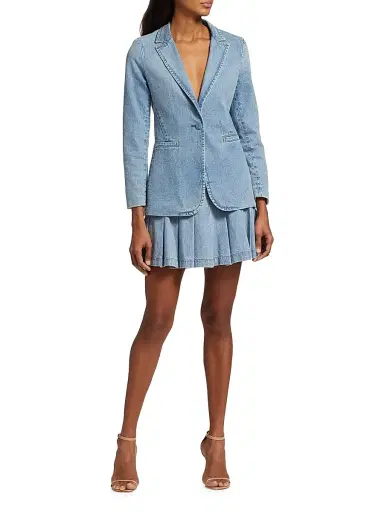 ALICE + OLIVIA Women's Carter Denim Skirt - Rockstar Blue | Thumbnail 2 ALICE + OLIVIA Women's Carter Denim Skirt - Rockstar Blue | Thumbnail 2