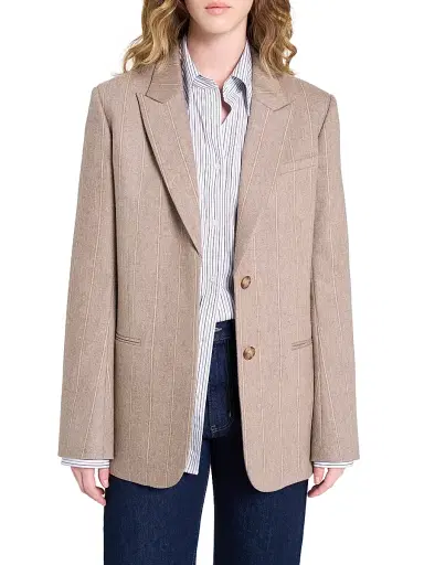TWP Women's Sweet Pea Striped Wool-Blend Blazer - Timber Wolf Multi | Thumbnail 3 TWP Women's Sweet Pea Striped Wool-Blend Blazer - Timber Wolf Multi | Thumbnail 3