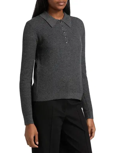TWP Women's Jorden Cashmere Polo Top - Charcoal | Thumbnail 4 TWP Women's Jorden Cashmere Polo Top - Charcoal | Thumbnail 4