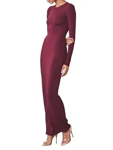 Artemis Diciero Women's Carmen Long-Sleeve Body-Con Maxi Dress - Burgundy | Thumbnail 3 Artemis Diciero Women's Carmen Long-Sleeve Body-Con Maxi Dress - Burgundy | Thumbnail 3