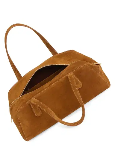 Mansur Gavriel Women's Helios Suede Shoulder Bag - Saddle | Thumbnail 2 Mansur Gavriel Women's Helios Suede Shoulder Bag - Saddle | Thumbnail 2