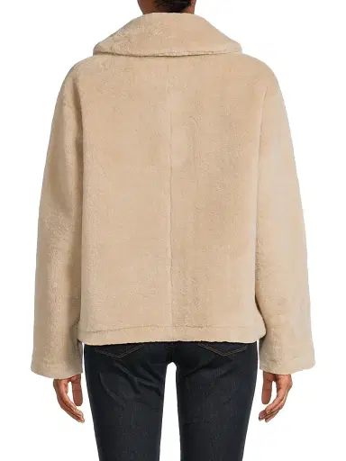 Milly Women's Short Faux-Shearling Jacket - Beige | Thumbnail 5 Milly Women's Short Faux-Shearling Jacket - Beige | Thumbnail 5
