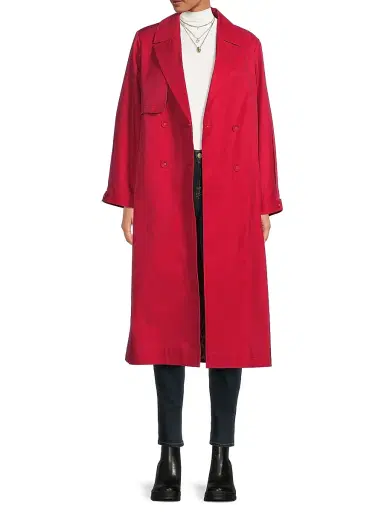 Milly Women's One Shield Belted Trench Coat - Red | Thumbnail 2 Milly Women's One Shield Belted Trench Coat - Red | Thumbnail 2