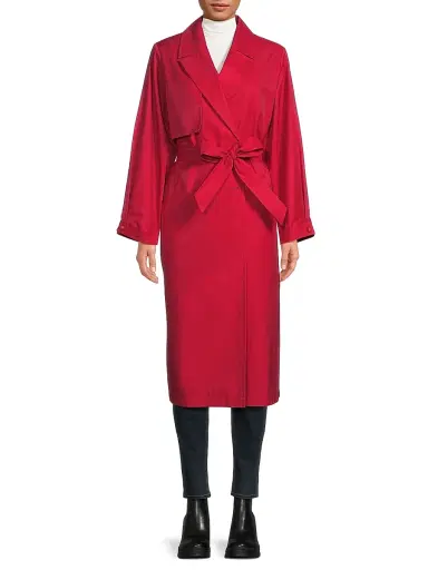 Milly Women's One Shield Belted Trench Coat - Red | Thumbnail 3 Milly Women's One Shield Belted Trench Coat - Red | Thumbnail 3