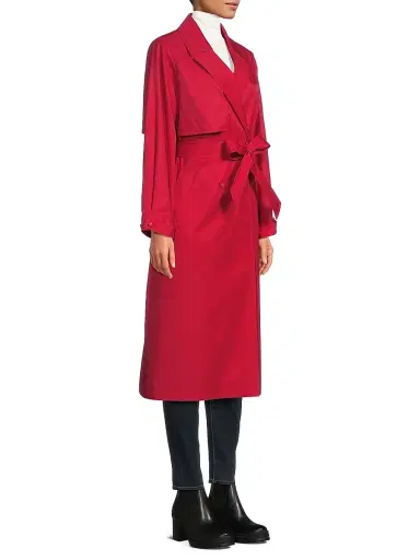 Milly Women's One Shield Belted Trench Coat - Red | Thumbnail 4 Milly Women's One Shield Belted Trench Coat - Red | Thumbnail 4