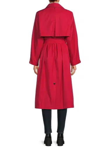 Milly Women's One Shield Belted Trench Coat - Red | Thumbnail 5 Milly Women's One Shield Belted Trench Coat - Red | Thumbnail 5