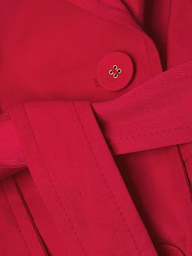 Milly Women's One Shield Belted Trench Coat - Red | Thumbnail 6 Milly Women's One Shield Belted Trench Coat - Red | Thumbnail 6