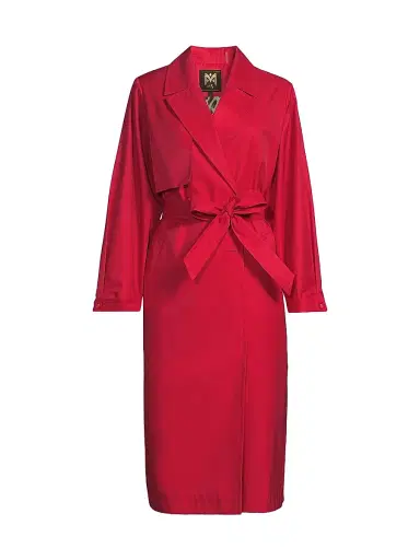 Milly Women's One Shield Belted Trench Coat - Red | Thumbnail 1 Milly Women's One Shield Belted Trench Coat - Red | Thumbnail 1