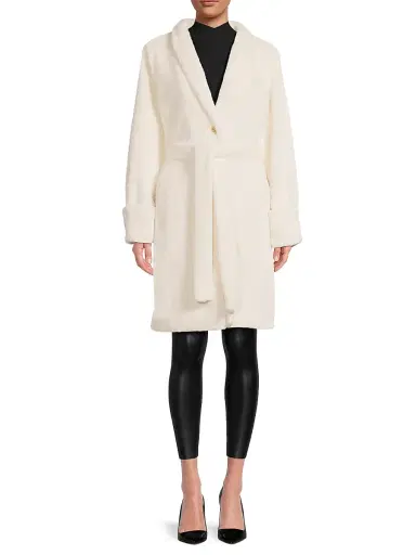 Milly Women's Faux Mink Wrap Coat | Thumbnail 3 Milly Women's Faux Mink Wrap Coat | Thumbnail 3
