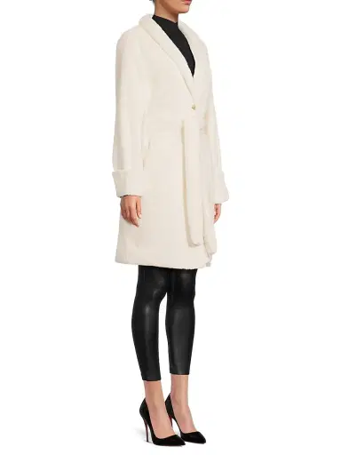 Milly Women's Faux Mink Wrap Coat | Thumbnail 4 Milly Women's Faux Mink Wrap Coat | Thumbnail 4