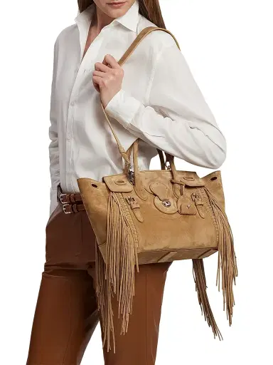 Ralph Lauren Collection Women's Ricky Suede Top Handle Bag - Dark Brown | Thumbnail 2 Ralph Lauren Collection Women's Ricky Suede Top Handle Bag - Dark Brown | Thumbnail 2