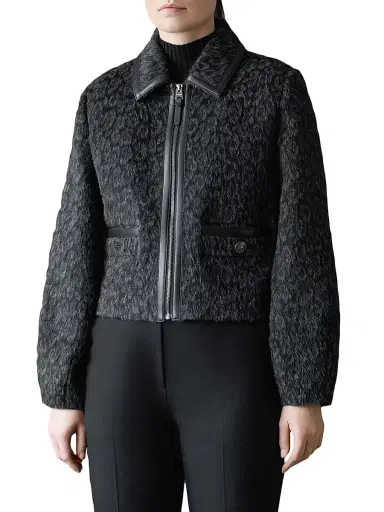 Mackage Women's Lorah Leopard-Print Jacquard Wool-Blend Crop Jacket - Black Multi | Thumbnail 3 Mackage Women's Lorah Leopard-Print Jacquard Wool-Blend Crop Jacket - Black Multi | Thumbnail 3