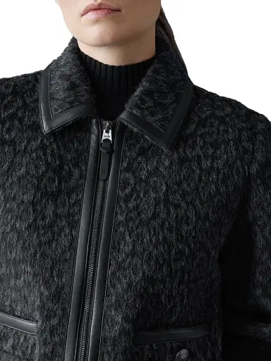Mackage Women's Lorah Leopard-Print Jacquard Wool-Blend Crop Jacket - Black Multi | Thumbnail 6 Mackage Women's Lorah Leopard-Print Jacquard Wool-Blend Crop Jacket - Black Multi | Thumbnail 6