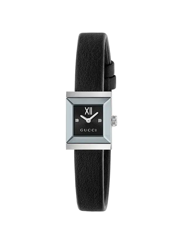 Women's G-Frame Stainless Steel, 0.008 TCW Diamond & Leather Strap Watch/14MM x 18MM - Black Women's G-Frame Stainless Steel, 0.008 TCW Diamond & Leather Strap Watch/14MM x 18MM - Black