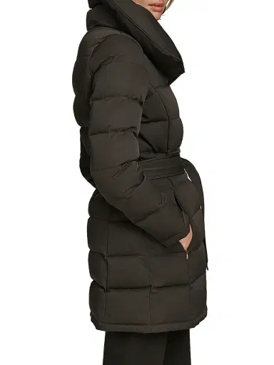 Donna Karan New York Women's Belted Puffer Coat - Black - Size XS | Thumbnail 3 Donna Karan New York Women's Belted Puffer Coat - Black - Size XS | Thumbnail 3