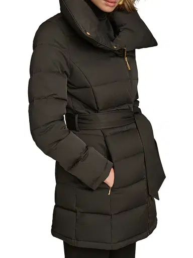 Donna Karan New York Women's Belted Puffer Coat - Black - Size XS | Thumbnail 4 Donna Karan New York Women's Belted Puffer Coat - Black - Size XS | Thumbnail 4