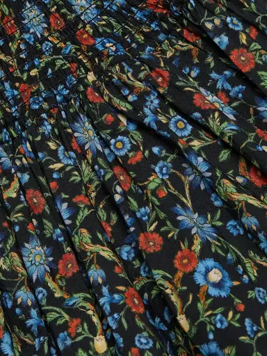 DÔEN Women's Bijou Smocked Floral Cotton Midi-Dress - Noir Prairie De Montagne | Thumbnail 7 DÔEN Women's Bijou Smocked Floral Cotton Midi-Dress - Noir Prairie De Montagne | Thumbnail 7
