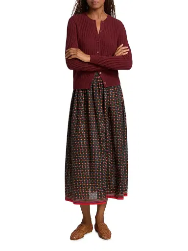 DÔEN Women's Danae Rib-Knit Cashmere Cardigan - Malbec | Thumbnail 2 DÔEN Women's Danae Rib-Knit Cashmere Cardigan - Malbec | Thumbnail 2