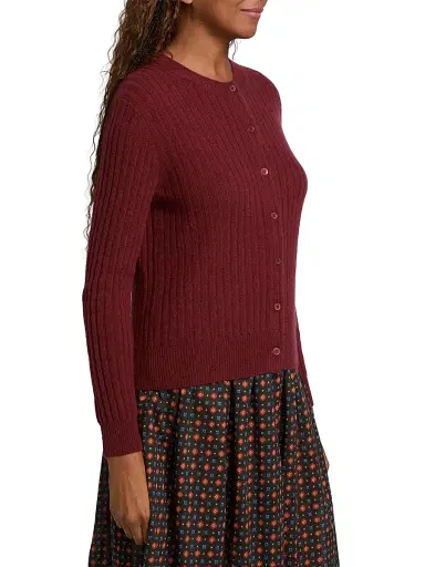 DÔEN Women's Danae Rib-Knit Cashmere Cardigan - Malbec | Thumbnail 4 DÔEN Women's Danae Rib-Knit Cashmere Cardigan - Malbec | Thumbnail 4