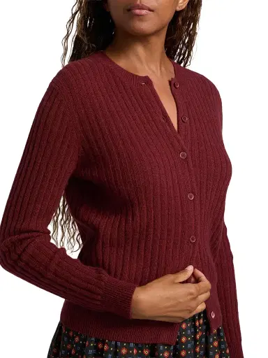 DÔEN Women's Danae Rib-Knit Cashmere Cardigan - Malbec | Thumbnail 6 DÔEN Women's Danae Rib-Knit Cashmere Cardigan - Malbec | Thumbnail 6