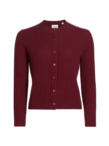 DÔEN Women's Danae Rib-Knit Cashmere Cardigan - Malbec | Thumbnail 1 DÔEN Women's Danae Rib-Knit Cashmere Cardigan - Malbec | Thumbnail 1