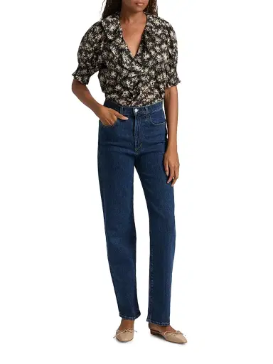 DÔEN Women's Henri Floral Ruffle Top - Noir Rosier Floral | Thumbnail 2 DÔEN Women's Henri Floral Ruffle Top - Noir Rosier Floral | Thumbnail 2