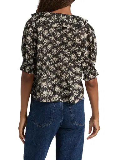 DÔEN Women's Henri Floral Ruffle Top - Noir Rosier Floral | Thumbnail 5 DÔEN Women's Henri Floral Ruffle Top - Noir Rosier Floral | Thumbnail 5
