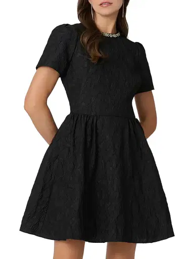 Shoshanna Women's Andie Textured Embellished Cocktail Dress - Jet Green Silver | Thumbnail 2 Shoshanna Women's Andie Textured Embellished Cocktail Dress - Jet Green Silver | Thumbnail 2