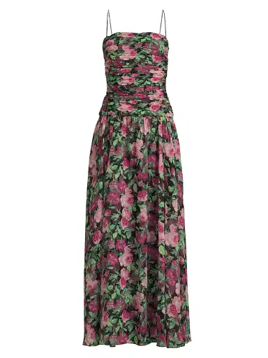 Ungaro Women's Dylan Floral Chiffon Ruched Maxi Dress - Magenta Multi | Thumbnail 1 Ungaro Women's Dylan Floral Chiffon Ruched Maxi Dress - Magenta Multi | Thumbnail 1