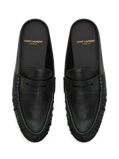 Saint Laurent Women's Le Loafer Mules in Shiny Creased Leather - Black | Thumbnail 3 Saint Laurent Women's Le Loafer Mules in Shiny Creased Leather - Black | Thumbnail 3