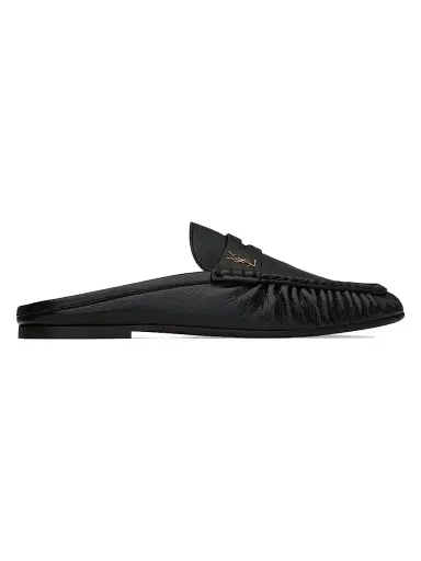 Saint Laurent Women's Le Loafer Mules in Shiny Creased Leather - Black | Thumbnail 1 Saint Laurent Women's Le Loafer Mules in Shiny Creased Leather - Black | Thumbnail 1