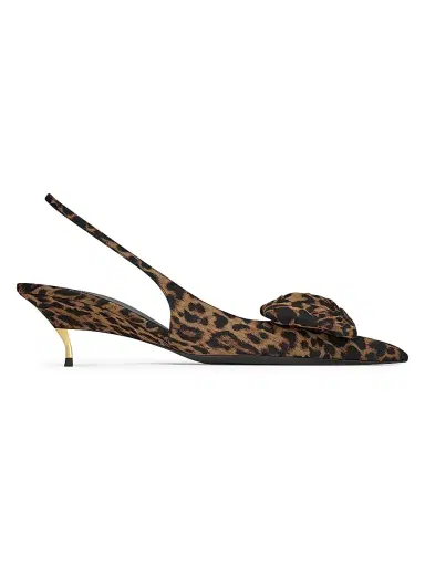 Saint Laurent Women's Dakota Slingback Pumps in Leopard Silk Muslin - Leopard | Thumbnail 2 Saint Laurent Women's Dakota Slingback Pumps in Leopard Silk Muslin - Leopard | Thumbnail 2
