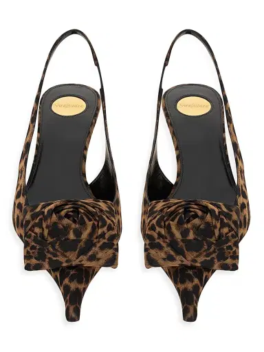Saint Laurent Women's Dakota Slingback Pumps in Leopard Silk Muslin - Leopard | Thumbnail 3 Saint Laurent Women's Dakota Slingback Pumps in Leopard Silk Muslin - Leopard | Thumbnail 3