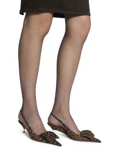 Saint Laurent Women's Dakota Slingback Pumps in Leopard Silk Muslin - Leopard | Thumbnail 4 Saint Laurent Women's Dakota Slingback Pumps in Leopard Silk Muslin - Leopard | Thumbnail 4
